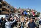 تجمع و حمایت مردم حمص از دولت سوریه در برابر حملات آمریکا
