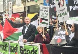 ​تجمع معترضان انگلیسی در مقابل سفارت اسرائیل به مناسبت سالروز نکبت