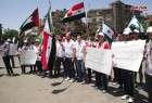 مردم دمشق به انتقال سفارت آمریکا به قدس اعتراض کردند