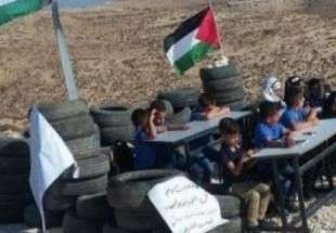 ​افتتاح مدرسه تخریب شده فلسطینی در محل ویرانه های این مدرسه
