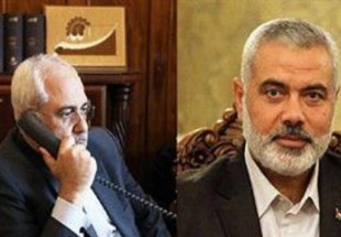 ظريف يؤكد لهنية : ايران ستبذل ما بوسعها لاحباط قرار اميركا ادانة المقاومة الاسلامية