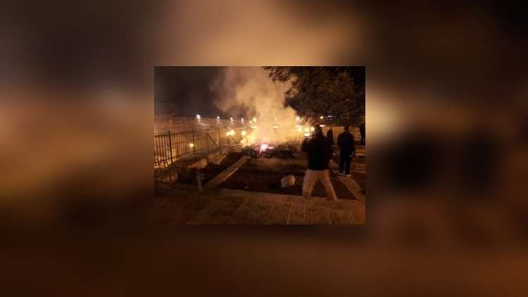 حريق في المصلى المرواني في المسجد الاقصى في القدس