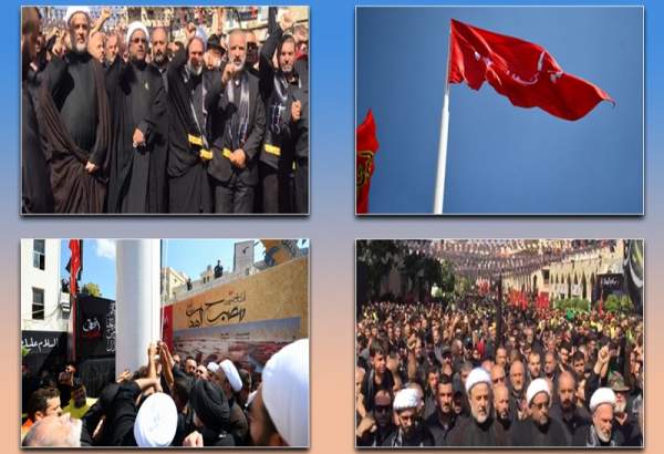 برافراشتن بزرگترین پرچم حرم امام حسین(ع) در جنوب لبنان