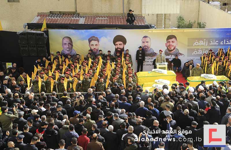 حزب الله وجمهور المقاومة في لبنان يشيّعون خمسة من شهدائهم في الغبيري (بيروت)  