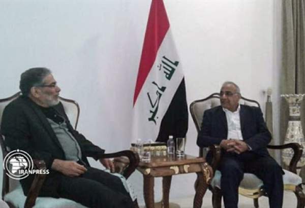 Secretary of Iran’s Supreme National Security Council (SNSC) Rear Admiral Ali Shamkhani (L) meeting with Iraqi caretaker Prime Minister Adel Abdul Mahdi in Baghdad.
