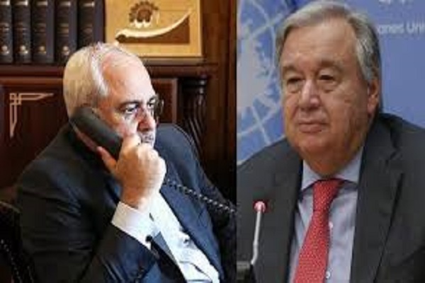 گفتگوی تلفنی ظریف و گوترش پیرامون کرونا و تحریم‌های ظالمانه آمریکا علیه ایران