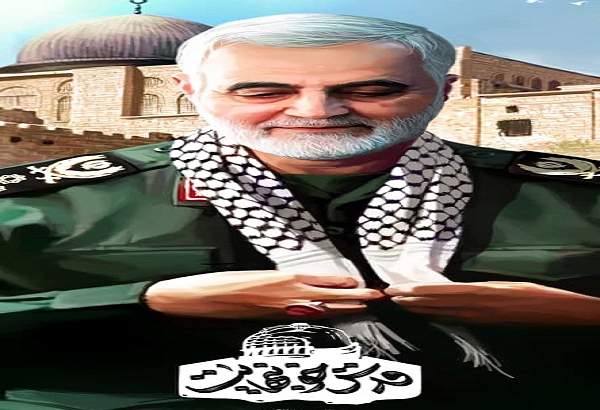 رونمایی از دیوارنگاره میدان فلسطین  با تصویری از شهید سردار سلیمانی