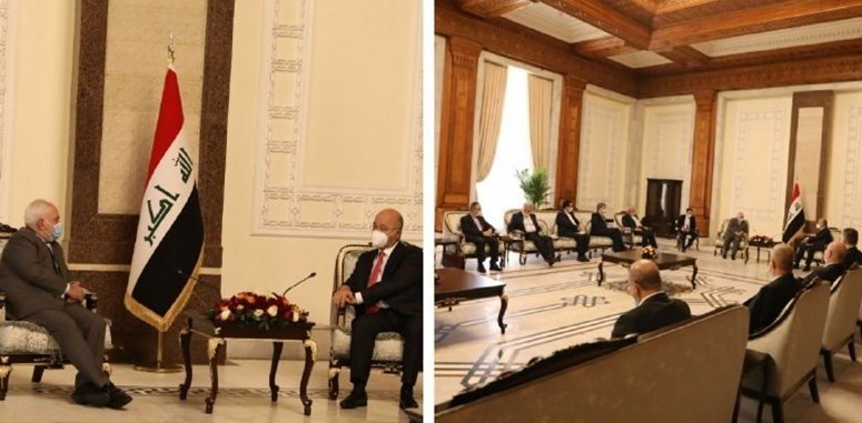 ظريف يلتقي الرئيس العراقي برهم صالح