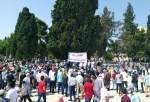 تظاهرة في ساحات المسجد الاقصى تندد بالتطبيع مع الاحتلال  