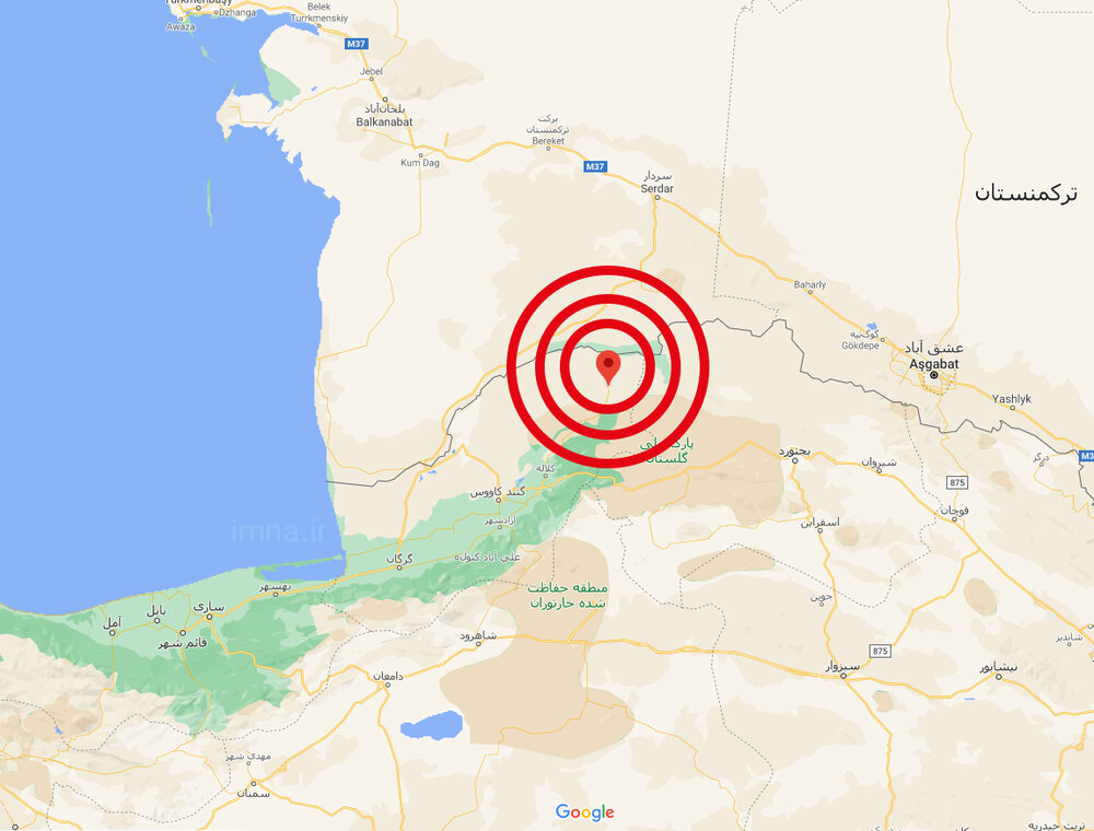 زلزال بقوة 5.2 ريختر يضرب صباح السبت محافظة كلستان شمال ايران