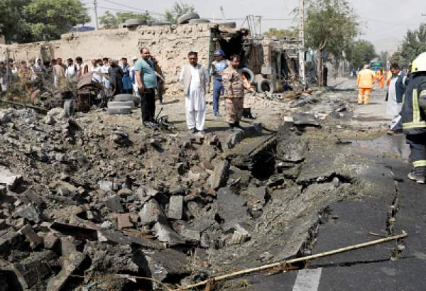 firefighters, rescue workers at the site of a bombing attack in the Afghan capital (file photo)
