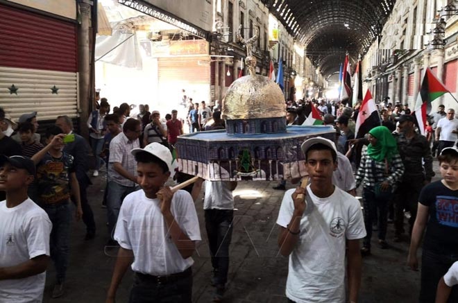 انطلاق مسيرة في دمشق إحياء ليوم القدس العالمي  