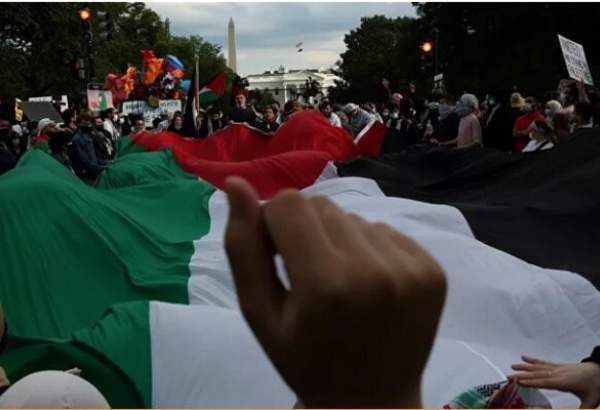 راهپیمایی حامیان فلسطین در مقابل کاخ سفید