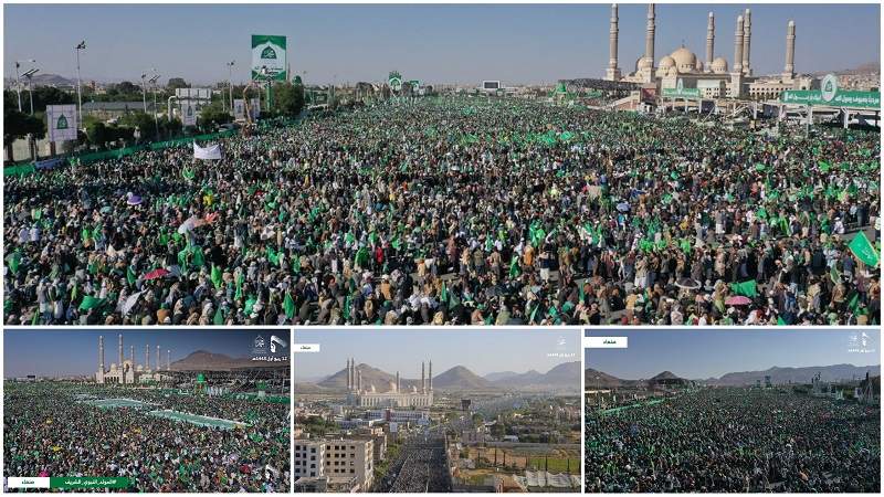 حشد مليوني في ميدان السبعين بالعاصمة صنعاء احتفاء بذكرى المولد النبوي الشريف  