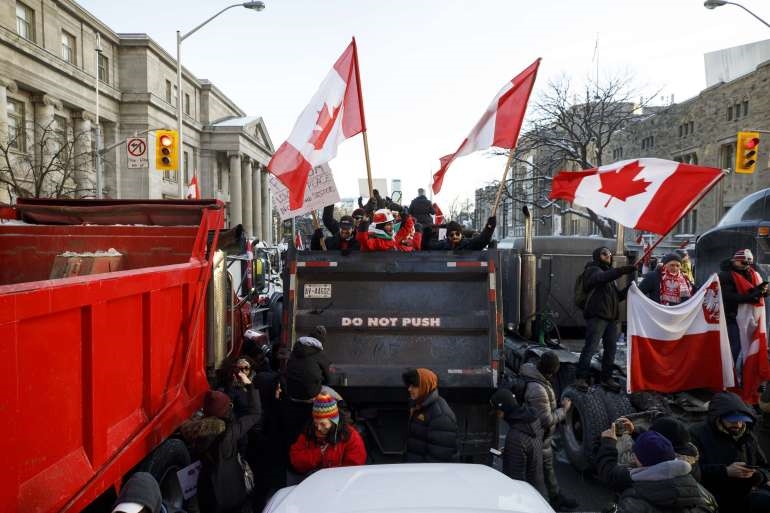 تظاهرات ضد القيود الصحية في كندا