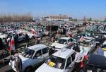 مسيرات ذكرى انتصار الثورة الاسلامية تجري بالسيارات والدراجات النارية
