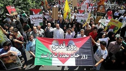ملت بزرگ ایران با حضور پرشور خود در راهپیمایی روز قدس مرگ صهیونیست را فریاد می زند