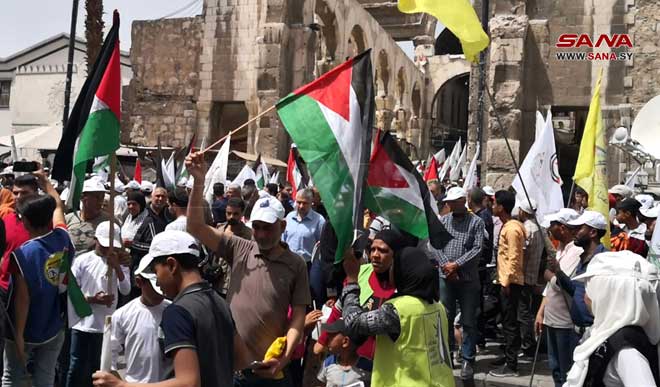 مسيرة حاشدة في دمشق بمناسبة يوم القدس العالمي