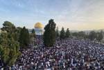 اقامه نماز جمعه مسجد الاقصی با حضور ۵۰ هزار فلسطینی