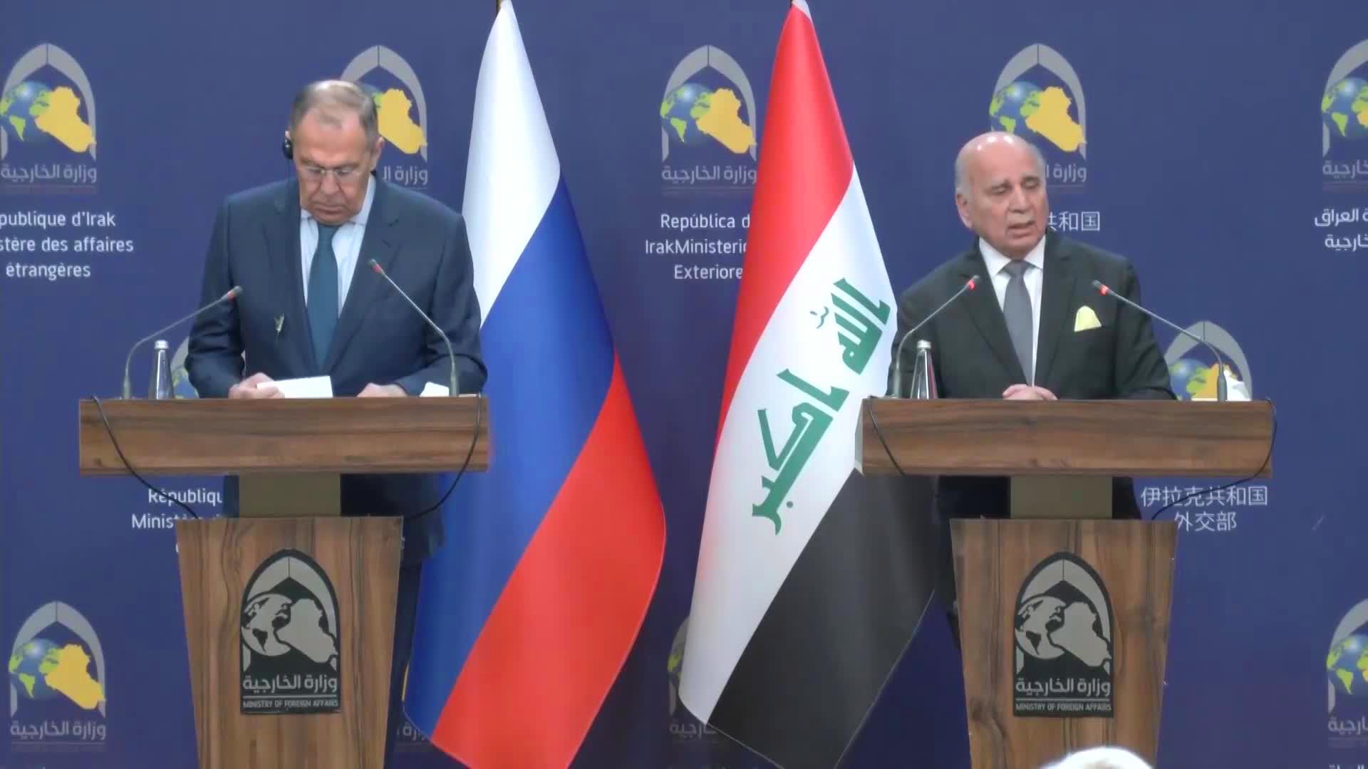 وزير الخارجية الروسي يؤكدضرورة تعزيز العلاقات التجارية والاقتصادية الثنائية مع العراق