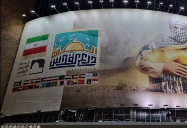 دیوارنگاره جدید میدان ولیعصر (عج) به مناسبت روز قدس رونمایی شد