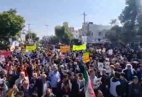 تجمع پرشور مردم شهرستان قروه با فریادهای مرگ بر اسرائیل در حمایت از ملت مظلوم فلسطین  