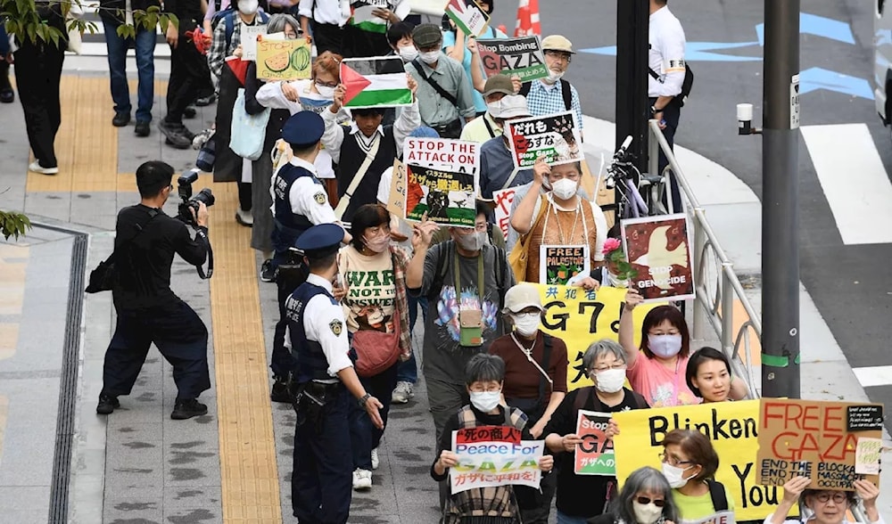 تظاهرة داعمة لفلسطين ورافضة للعدوان الإسرائيلي على غزة في العاصمة اليابانية طوكيو