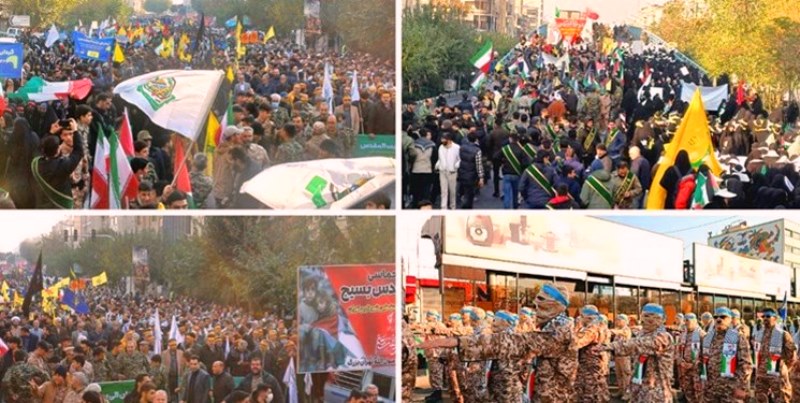 استعراض لقوات التعبئة في طهران والمدن الايرانية تعبيرا عن الدعم لغزة