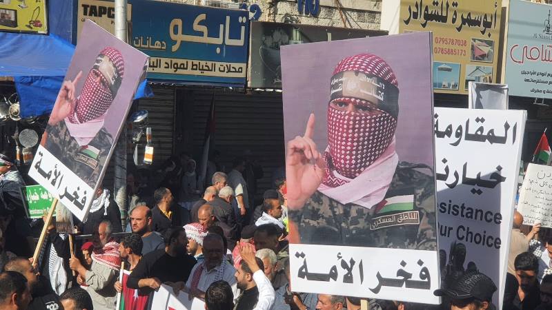 مظاهرات حاشدة في الأردن دعمًا للمقاومة و تلبية لدعوة “أبو عبيدة”