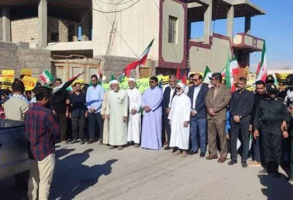 خروش مردم اهل سنت گچین بندرعباس در حمایت از ملت فلسطین