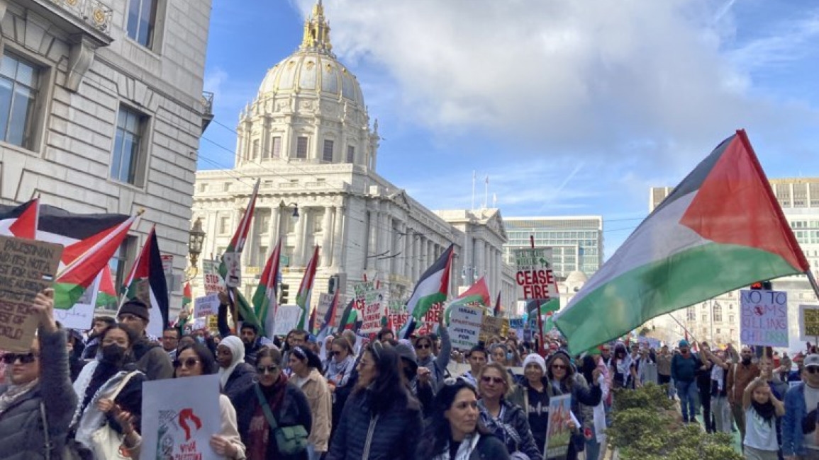 تظاهرة بالآلاف في سان فرنسيسكو للمطالبة بإيقاف الحرب على قطاع غزة