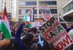 تجمع ضدصهیونیستی در مقابل مراسم مت گالا در نیویورک
