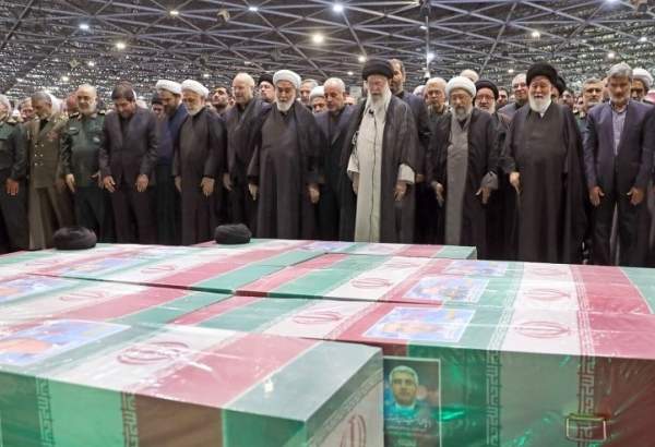 Ayat. Khamenei leads prayer over bodies of copter crash